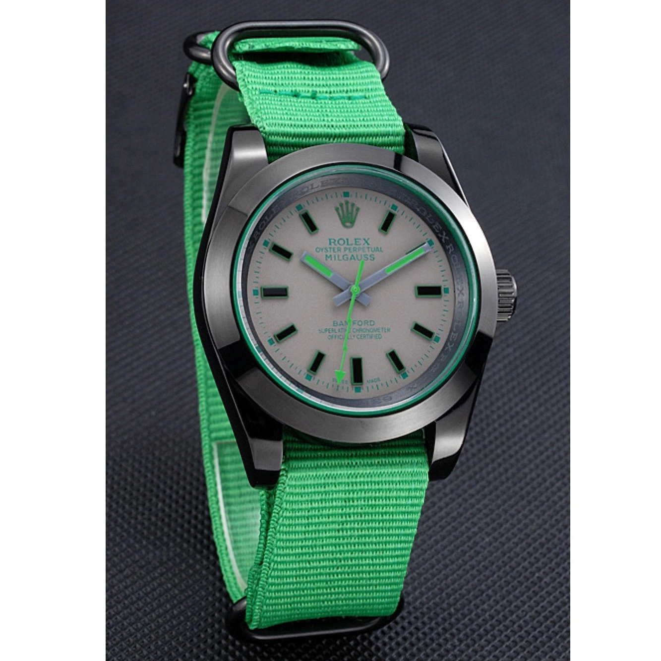 AAA replica watch Strap Milgauss Bamford 622004 Green Rolex Nylon 0723